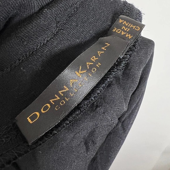 Donna Karan Collection Silk Midi Skirt S Black Bronze Hem Fold Over Waist EUC! - Picture 8 of 9